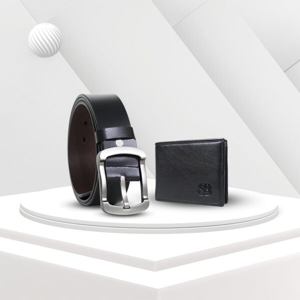 B104 1-Piece Genuine Leather Belt & Wallet Combo Offer