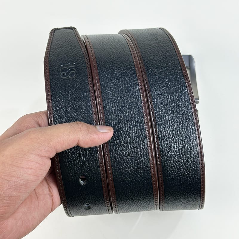 Premium Edge-Wrapped Genuine Leather Belt for Men - BPB7 - Image 2