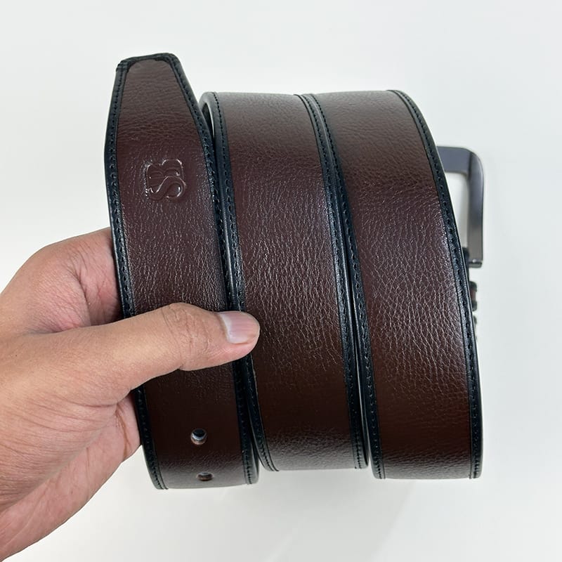 Premium Edge-Wrapped Genuine Leather Belt for Men - BPB7 - Image 2